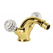 Смеситель для биде Cezares Atlantis ATLANTIS-BS1-03/24-Sw с донным клапаном, ручки Swarovski, золото 24 карат