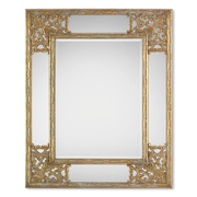 Зеркало Deknudt Mirrors Deknudt 2015.132 Angolo Gold 83x102, рама - синтет. полимер/ золото белое
