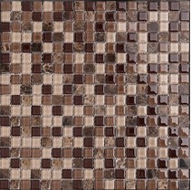 Мозаика Китайская мозаика KS 80 (1,5*1,5*0,4) тёмно-беж. мрамор-стекло