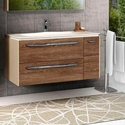 Комплект Акватон Блент 100 дуб европейский и крем тумба + раковина + ножки
