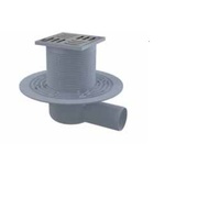 Сливной трап для ванны AlcaPlast 105x105/50 с боковой подводкой из нержавеющей стали, гидрозатвор мокрый