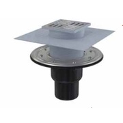 Сливной трап для ванны AlcaPlast 150х150/50/75 подводка боковая, решетка, фланец - нержавеющая сталь, гидрозатвор - сухой