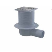 Сливной трап для ванны AlcaPlast 105 × 105/50, подводка – боковая, решетка – нержавеющая сталь, гидрозатвор
