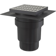 Душевой трап AlcaPlast 150 × 150/110, подводка – прямая, решетка – нержавеющая сталь, воротник – 2 уровневая изоляция