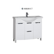 Тумба для раковины Aquanet Асти 105 Белая с бельевой корзиной