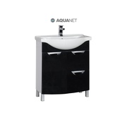 Тумба для раковины Aquanet Асти 75 Белая (фасад черный) с бельевой корзиной