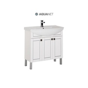 Тумба для раковины Aquanet Честер N 85 белый/патина серебро