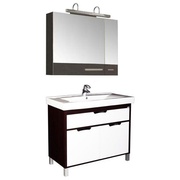 Комплект Aquanet Гретта N 00196485 75 светлый дуб (фасад белый), зеркало камерино, раковина МОНРО