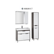 Комплект (гарнитур) Aquanet Гретта 00177136 90 венге (фасад белый), 1 ящик, 2 дверцы, зеркало (фасад белый)