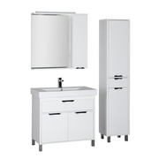 Комплект (гарнитур) Aquanet Гретта 00179244 90 (У) белый глянец, 1 ящик 2 дверцы, зеркало белый глянец