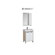 Комплект (гарнитур) Aquanet Гретта 00172214 60 светлый дуб (фасад белый), 2 дверцы, зеркало (фасад белый)