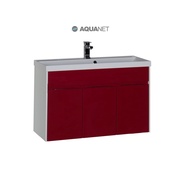 Тумба для раковины Aquanet Латина 100 Белая (фасад бордо)
