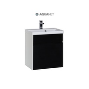 Тумба для раковины Aquanet Латина 60 1 ящик Белая (фасад черный)