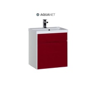 Тумба для раковины Aquanet Латина 60 1 ящик Белая (фасад бордо)
