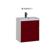 Тумба для раковины Aquanet Латина 60 2 ящика Белая (фасад бордо)