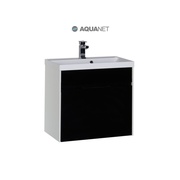 Тумба для раковины Aquanet Латина 70 1 ящик Белая (фасад черный)