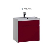 Тумба для раковины Aquanet Латина 70 1 ящик Белая (фасад бордо)