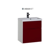 Тумба для раковины Aquanet Латина 70 2 ящика Белая (фасад бордо)