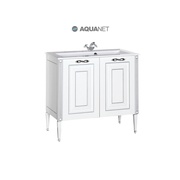 Тумба для раковины Aquanet Паола 90 белый/патина серебро