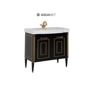 Тумба для раковины Aquanet Паола 90 черый/патина золото (Домино)