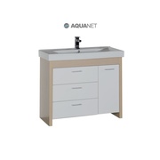 Тумба для раковины Aquanet Тиана 100 Светлый дуб (фасад белый)