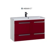 Тумба для раковины Aquanet Тиволи 100 Белая (фасад бордо)