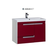 Тумба для раковины Aquanet Тиволи 80 Белая (фасад бордо)