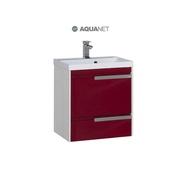Тумба для раковины Aquanet Тиволи 60 Белая (фасад бордо)