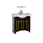 Тумба для раковины Aquanet Валенса 90 черный кракалет/золото