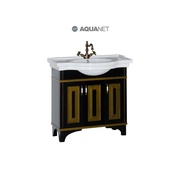Тумба для раковины Aquanet Валенса 100 черный краколет/золото