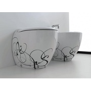 Биде напольное ArtCeram Blend 36x52 см белый с черным декором