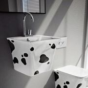 Раковина ArtCeram Cow 48x48 см белый с черным декором