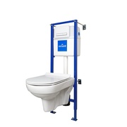 Унитаз подвесной Cersanit City DP lift+инсталляция LINK PRO с кнопкой BLICK стекло белая