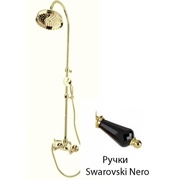 Душевой гарнитур Cezares Diamond DIAMOND-CD-03/24-Sw-N Золото 24 карата, ручки Swarovski nero со смесителем без излива