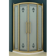 Душевой уголок Cezares Retro 100x100 см стекло матовое с прозрачным узором золото