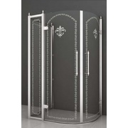 Заграждение для душевого поддона Cezares Retro 120x90 см стекло матовое с прозрачным узором хром