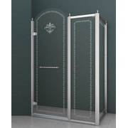 Душевой уголок Cezares Retro 100x100 см стекло прозрачное с матовым узором хром левая