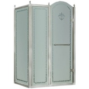 Душевой уголок Cezares Retro 100x100 см стекло матовое с прозрачным узором хром левая