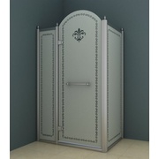Душевой уголок Cezares Retro 120x90 см стекло матовое с прозрачным узором хром левая