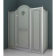 Душевой уголок Cezares Retro 130x90 см стекло матовое с прозрачным узором хром левая
