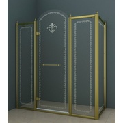 Душевой уголок Cezares Retro 130x90 см стекло прозрачное с матовым узором бронза левая