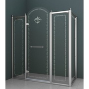 Душевой уголок Cezares Retro 130x100 см стекло прозрачное с матовым узором хром левая