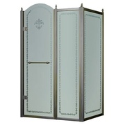 Душевой уголок Cezares Retro 120x90 см стекло прозрачное с матовым узором бронза правая