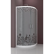 Душевой уголок Cezares Rosa 80x80 см стекло матовое с принтом роза белый