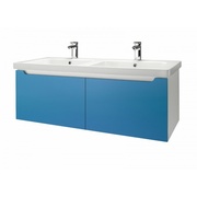 Тумба для раковины Dreja Color 125 2 ящика голубой глянец