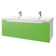 Тумба для раковины Dreja Color 125 2 ящика зеленый глянец