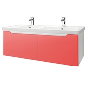 Тумба для раковины Dreja Color 125 2 ящика оранжевый глянец