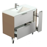 Тумба для раковины Dreja Too 90 2 ящика корзина бежевый глянец