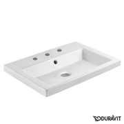 Раковина Duravit 2ND floor на 3 отверстия под смеситель, переливная заглушка в хроме, белая