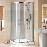 Душевой уголок Duscholux Glide Round 1/4 круга с 2 раздвижными дверями 900x900х1900мм R=550,платина/стекло с Clearte
